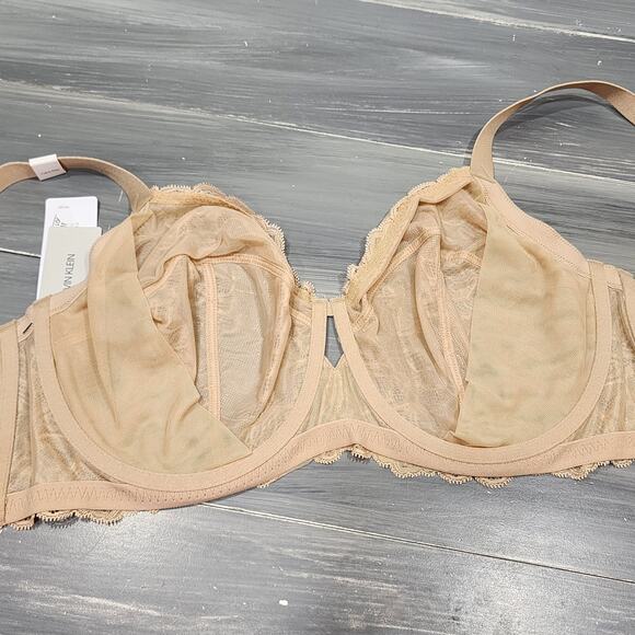 Calvin Klein Seductive Comfort Bra 42D With Lace Full Coverage  QF1741 Beige - Picture 6 of 12